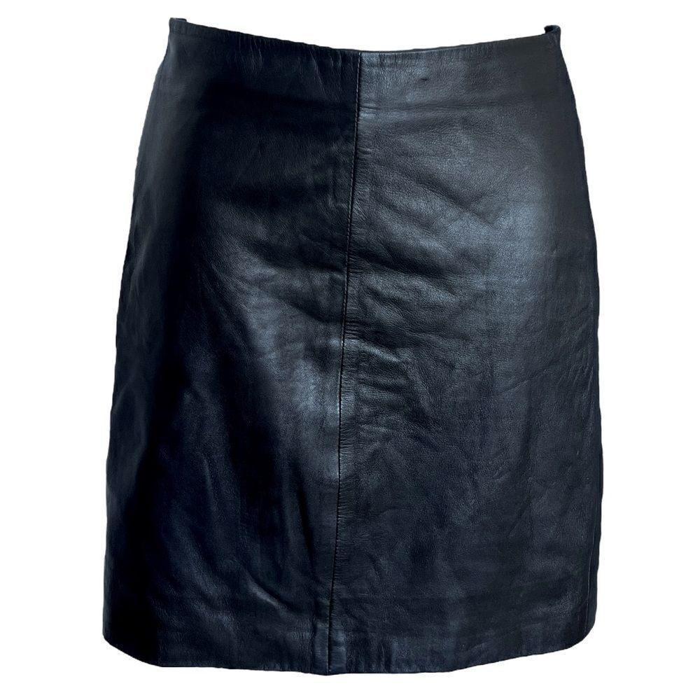 ALL-SAINTS Lucille Black Leather Mini Skirt with Back Zipper - Size 2 U.S.